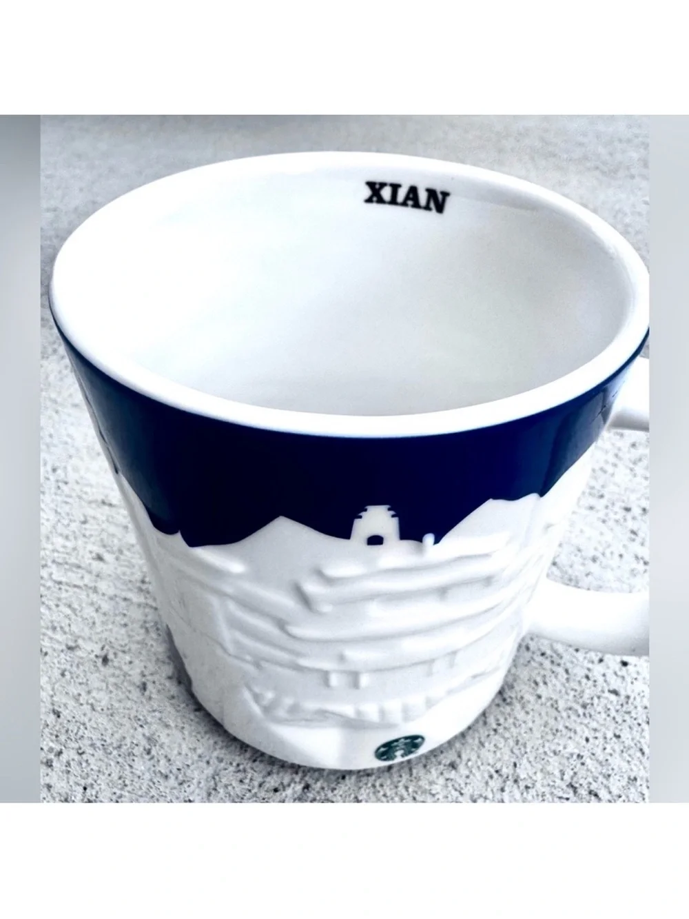 Starbucks Collector Relief Series Xian Mug with Blue and White Cityscape